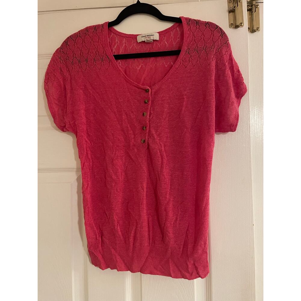 Isaac Mizrahi short sleeve pink top large